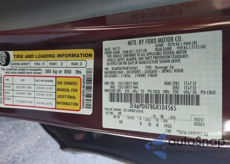 2016 Ford Fusion Se z USA, uszkodzony, nr VIN 3FA6P0H78GR104565